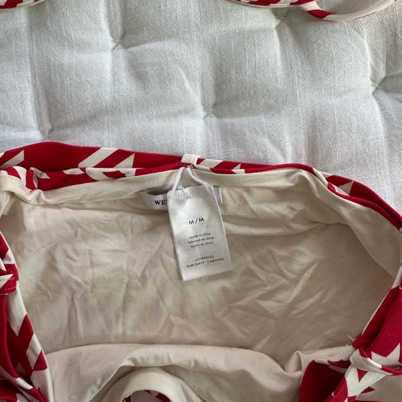 {WeWoreWhat} Houndstooth Cherry Red White Bikini SET Size Medium - Picture 4 of 4